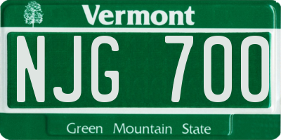 VT license plate NJG700
