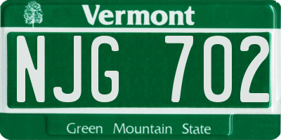 VT license plate NJG702