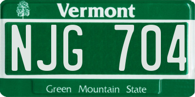 VT license plate NJG704