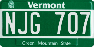 VT license plate NJG707