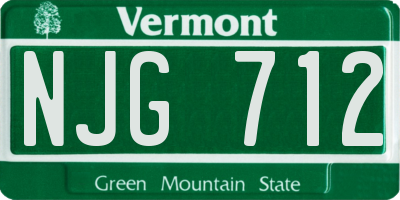 VT license plate NJG712