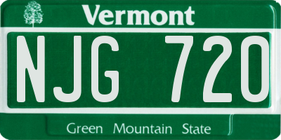 VT license plate NJG720