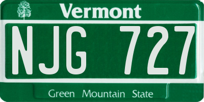 VT license plate NJG727