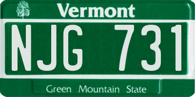 VT license plate NJG731