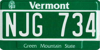 VT license plate NJG734