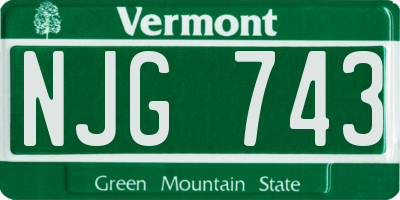 VT license plate NJG743