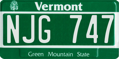 VT license plate NJG747