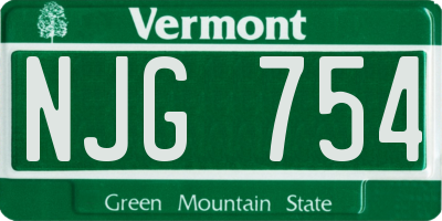 VT license plate NJG754