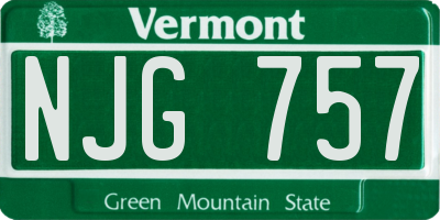 VT license plate NJG757