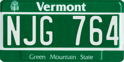 VT license plate NJG764