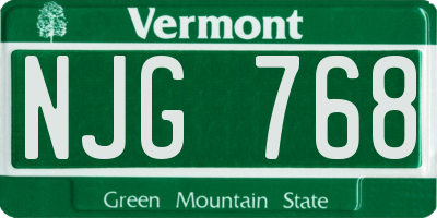 VT license plate NJG768