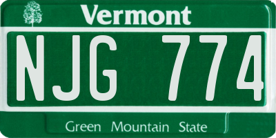 VT license plate NJG774