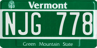 VT license plate NJG778