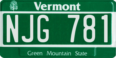VT license plate NJG781
