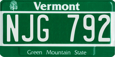 VT license plate NJG792
