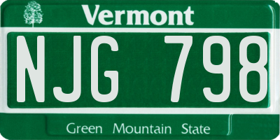 VT license plate NJG798