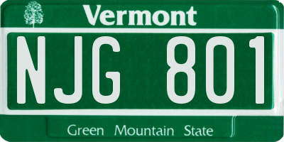 VT license plate NJG801
