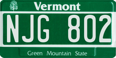 VT license plate NJG802