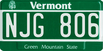 VT license plate NJG806