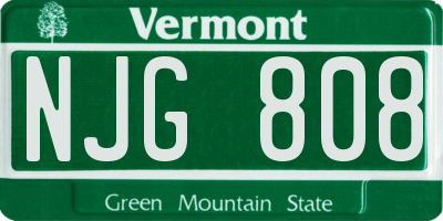 VT license plate NJG808