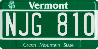 VT license plate NJG810