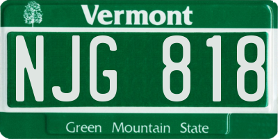 VT license plate NJG818
