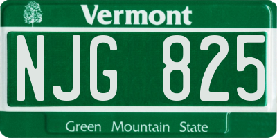 VT license plate NJG825