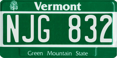 VT license plate NJG832