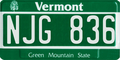 VT license plate NJG836