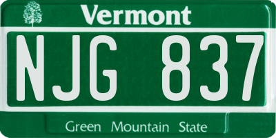 VT license plate NJG837