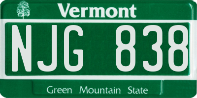 VT license plate NJG838