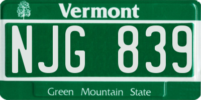 VT license plate NJG839