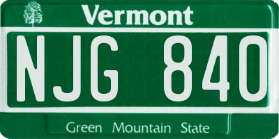 VT license plate NJG840