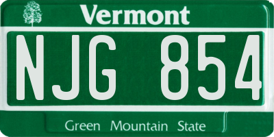VT license plate NJG854