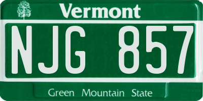 VT license plate NJG857