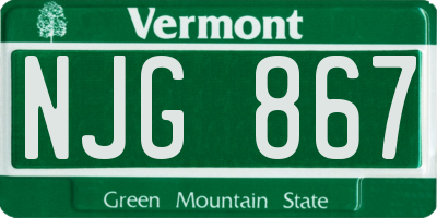 VT license plate NJG867