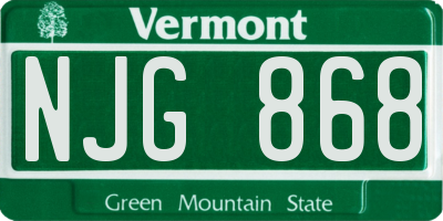 VT license plate NJG868