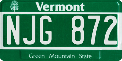 VT license plate NJG872