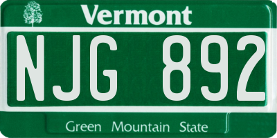 VT license plate NJG892
