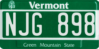 VT license plate NJG898