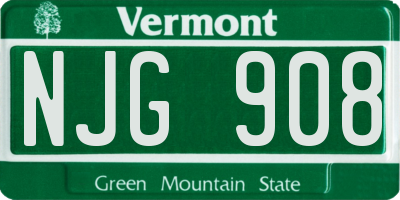 VT license plate NJG908