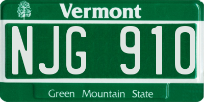 VT license plate NJG910