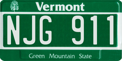 VT license plate NJG911