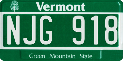 VT license plate NJG918