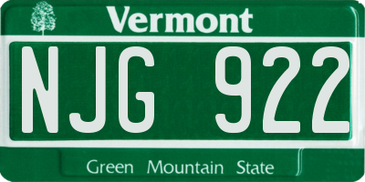 VT license plate NJG922