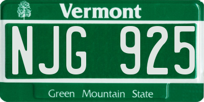 VT license plate NJG925