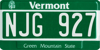 VT license plate NJG927