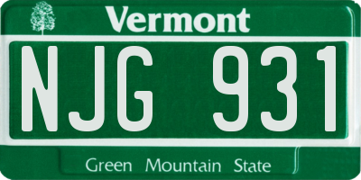 VT license plate NJG931