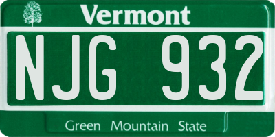 VT license plate NJG932