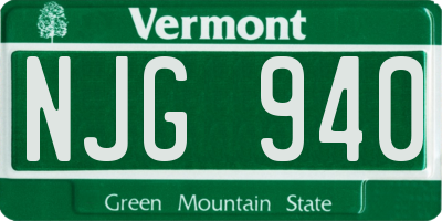 VT license plate NJG940